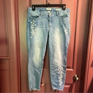 Vintage America Light Blue Floral Embroidered Jeans